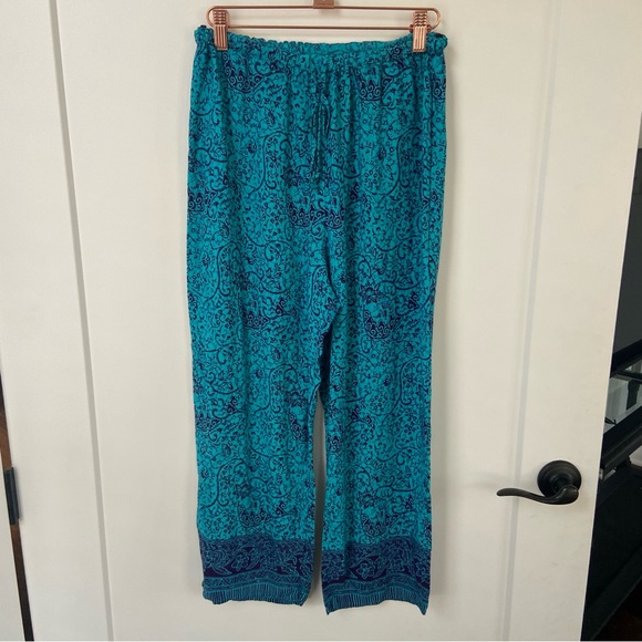 Vintage Carol Anderson Blue Rayon 2 Piece Set Wide Leg Pant Sleeveless Medium - Picture 6 of 10